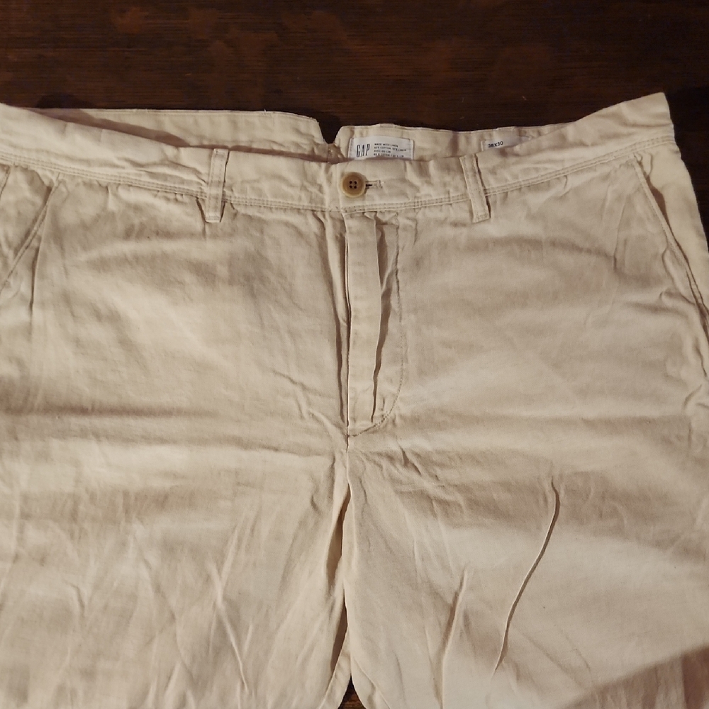 GAP Cream Linen-Blend Slim Pants